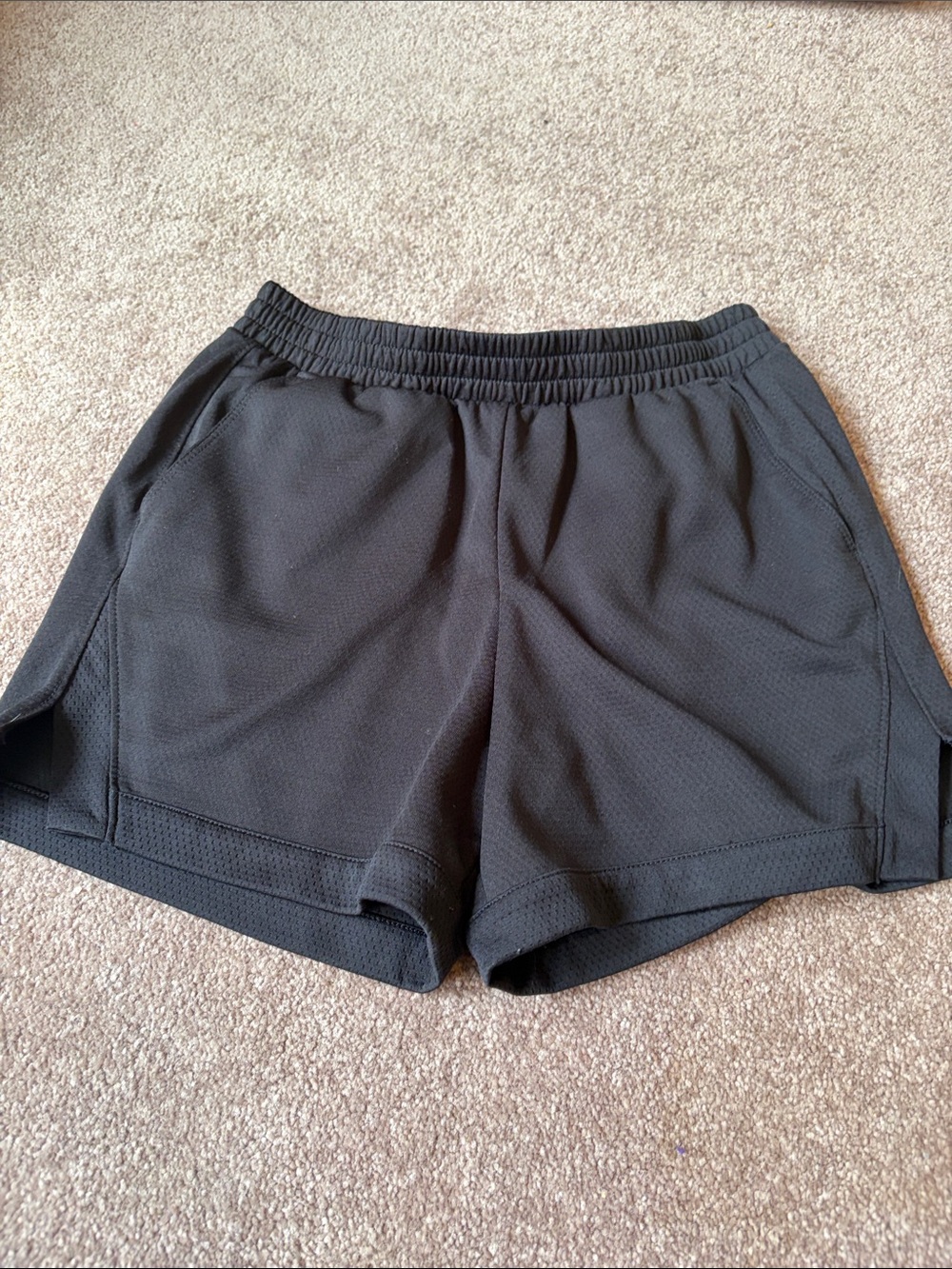 Kids Black Athletic Shorts with Elastic Waistband